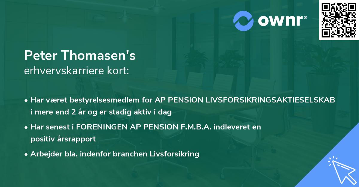 Peter Thomasen's erhvervskarriere kort
