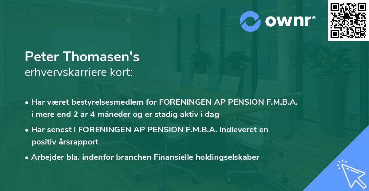 Peter Thomasen's erhvervskarriere kort