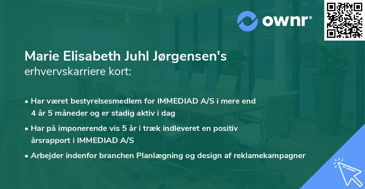 Marie Elisabeth Juhl Jørgensen's erhvervskarriere kort