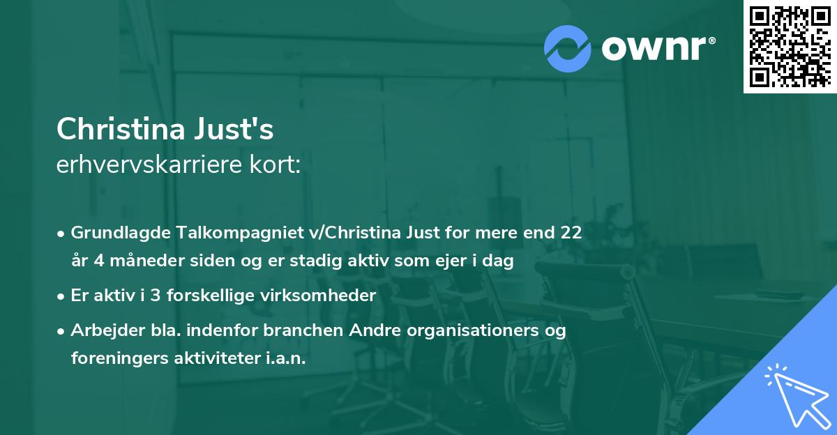 Christina Just's erhvervskarriere kort