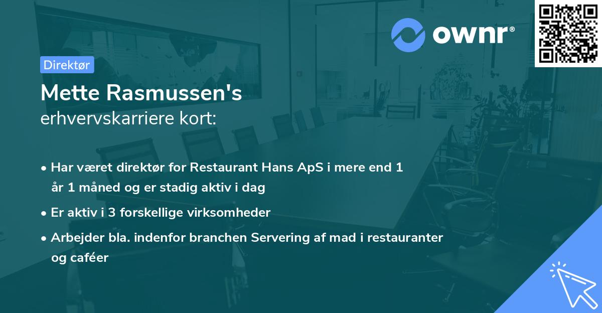 Mette Rasmussen's erhvervskarriere kort