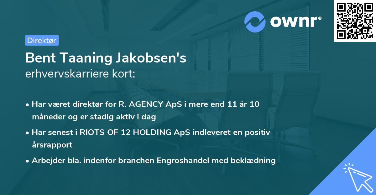 Bent Taaning Jakobsen's erhvervskarriere kort
