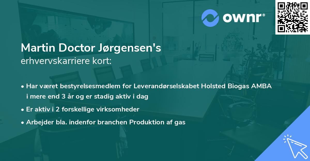 Martin Doctor Jørgensen's erhvervskarriere kort