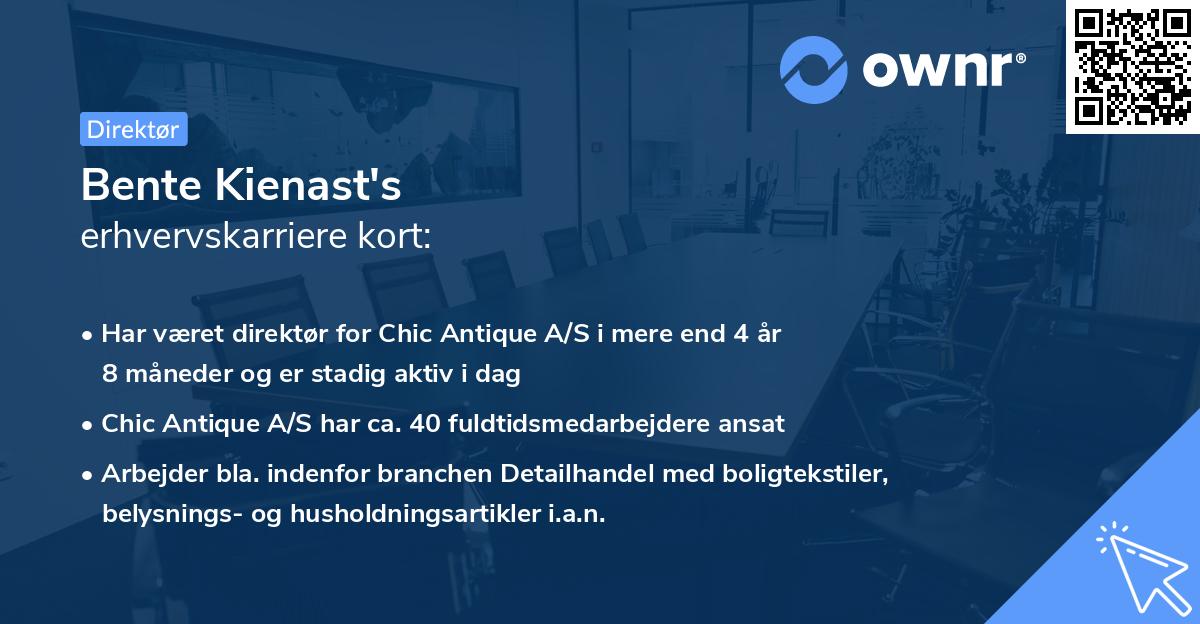 Bente Kienast's erhvervskarriere kort