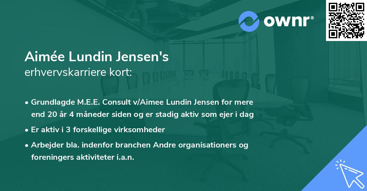 Aimée Lundin Jensen's erhvervskarriere kort