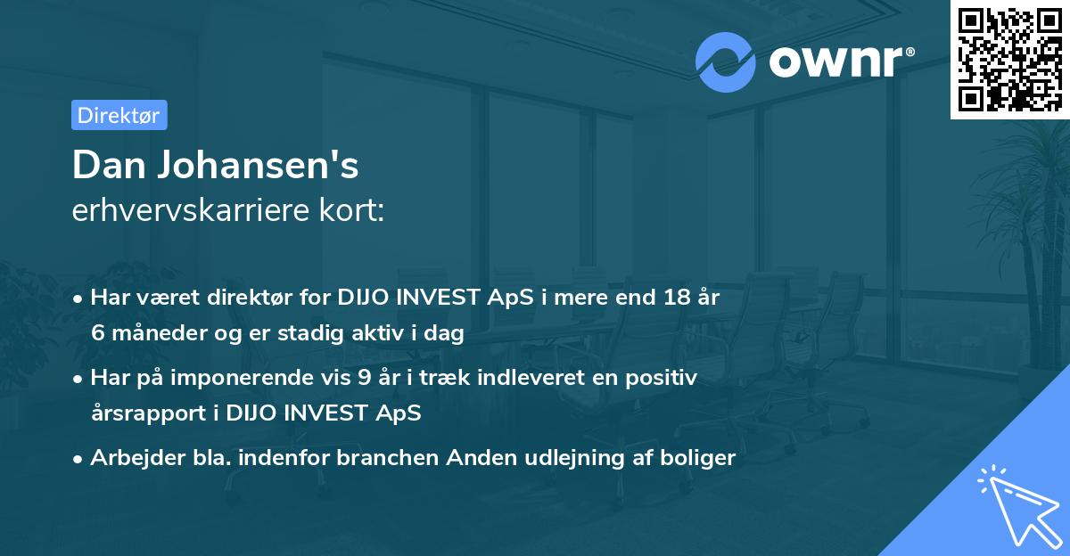 Dan Johansen's erhvervskarriere kort