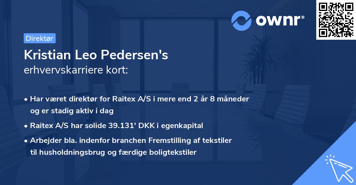 Kristian Leo Pedersen's erhvervskarriere kort