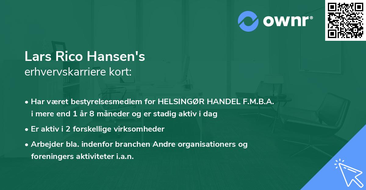 Lars Rico Hansen's erhvervskarriere kort