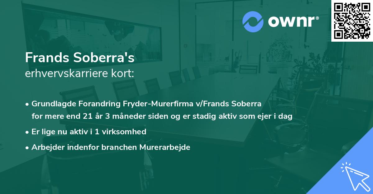 Frands Soberra's erhvervskarriere kort