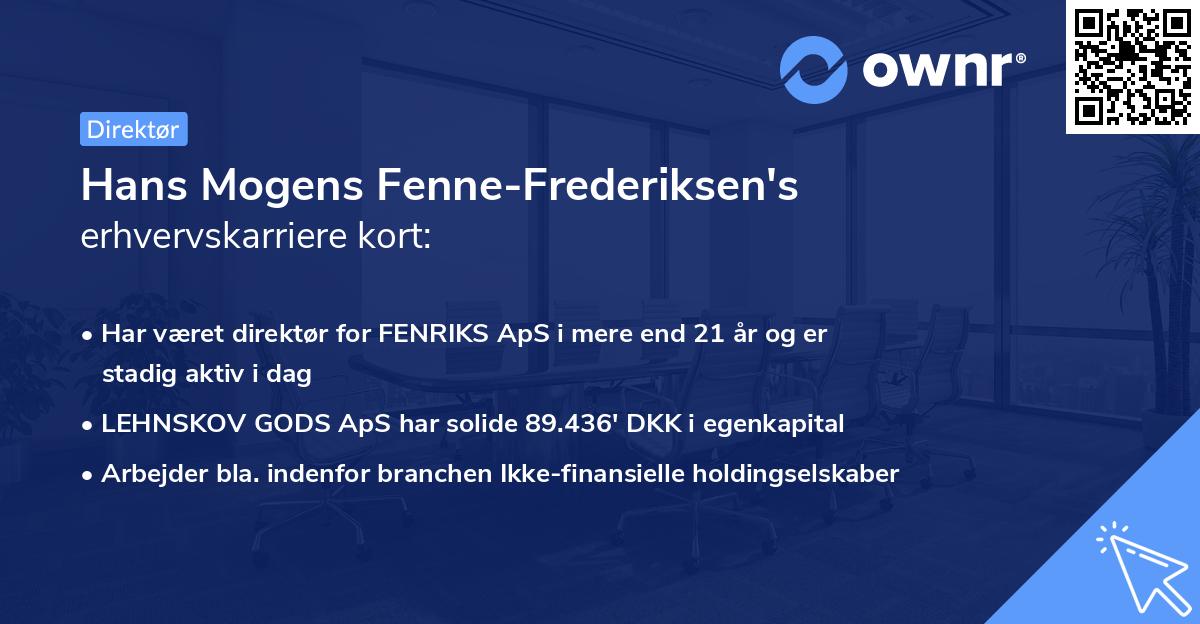 Hans Mogens Fenne-Frederiksen's erhvervskarriere kort