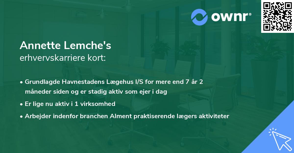 Annette Lemche's erhvervskarriere kort