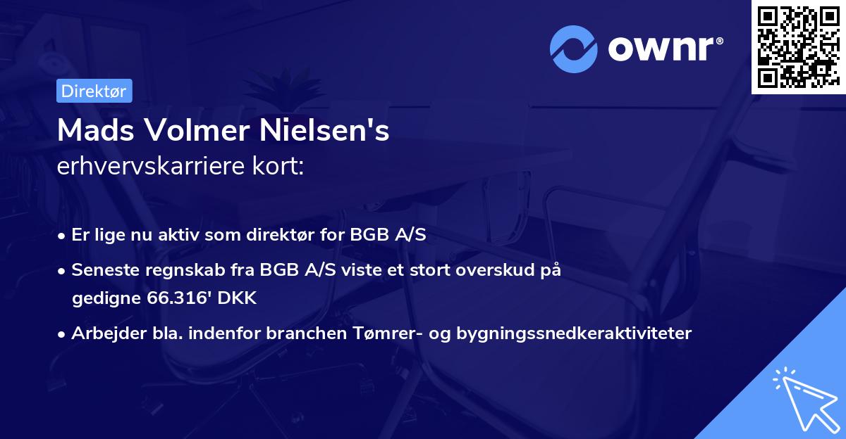 Mads Volmer Nielsen's erhvervskarriere kort