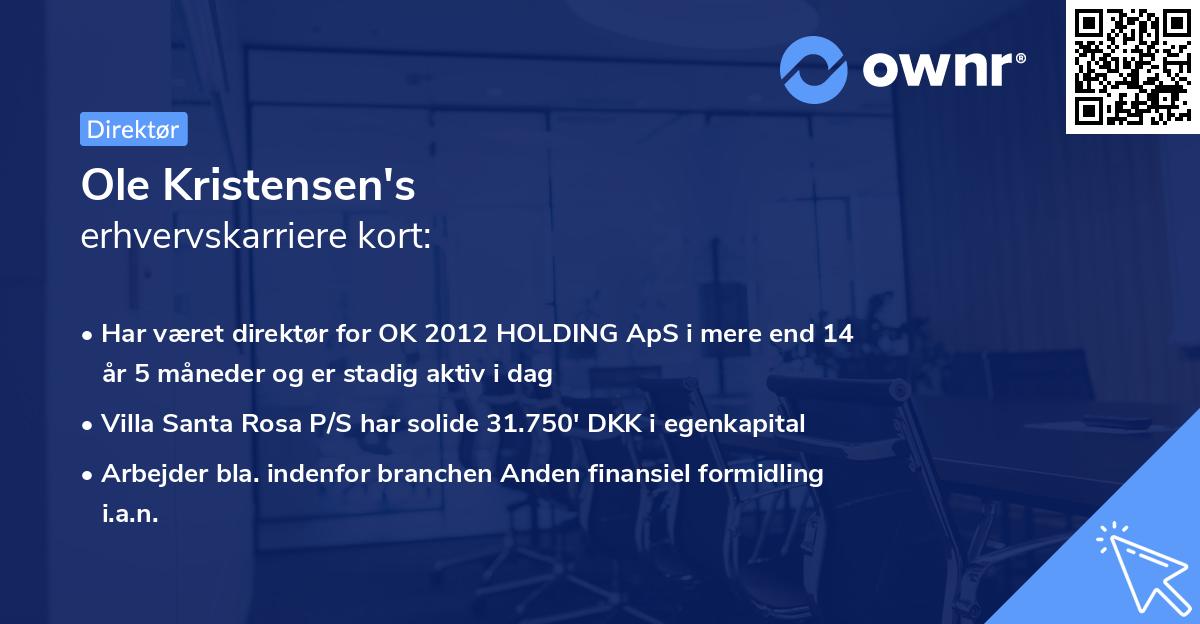 Ole Kristensen's erhvervskarriere kort