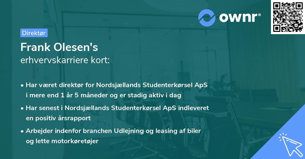 Frank Olesen's erhvervskarriere kort