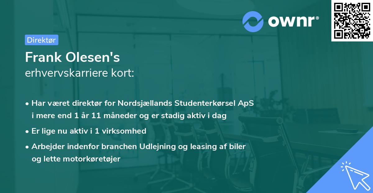 Frank Olesen's erhvervskarriere kort