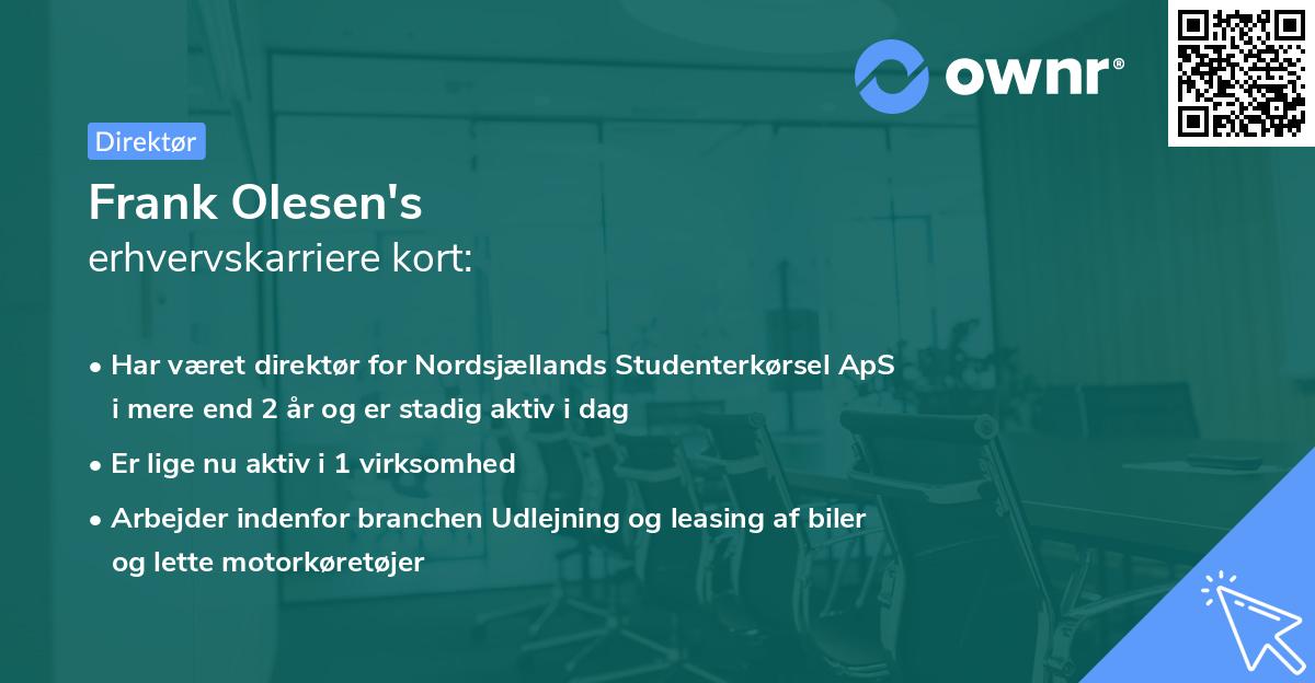 Frank Olesen's erhvervskarriere kort