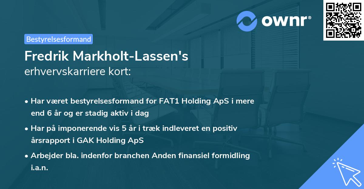 Fredrik Markholt-Lassen's erhvervskarriere kort