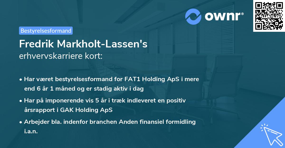 Fredrik Markholt-Lassen's erhvervskarriere kort