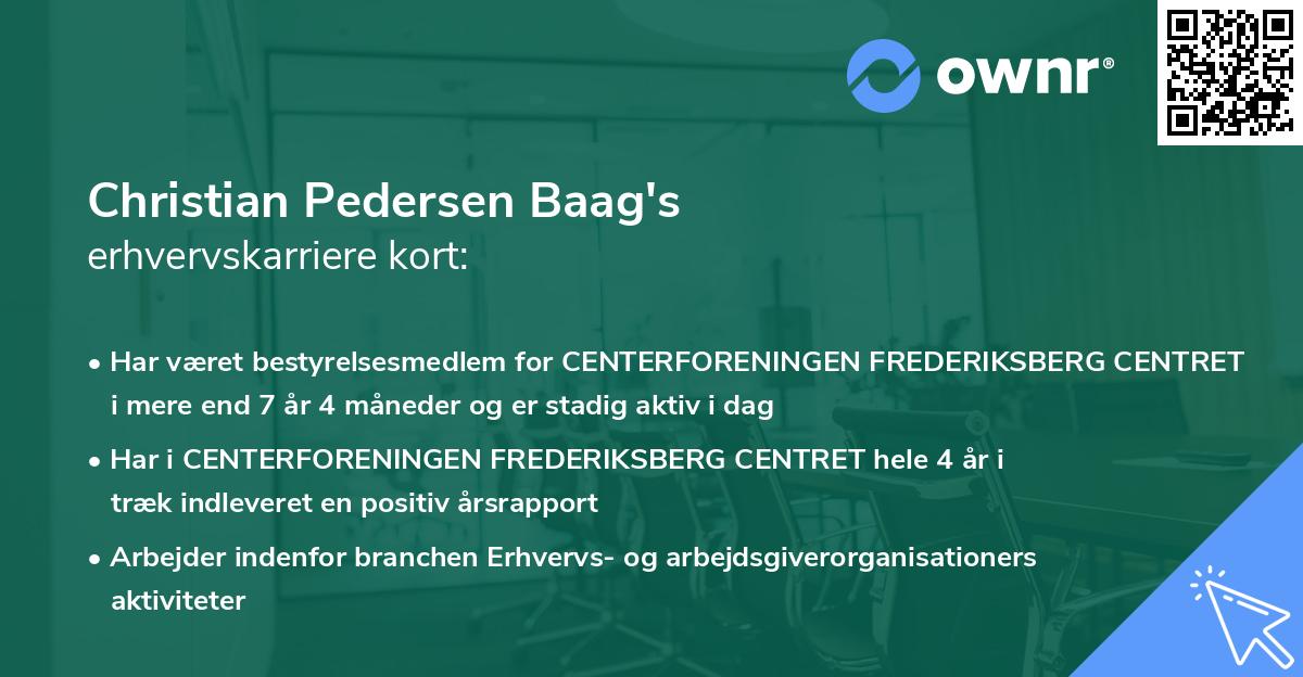Christian Pedersen Baag's erhvervskarriere kort