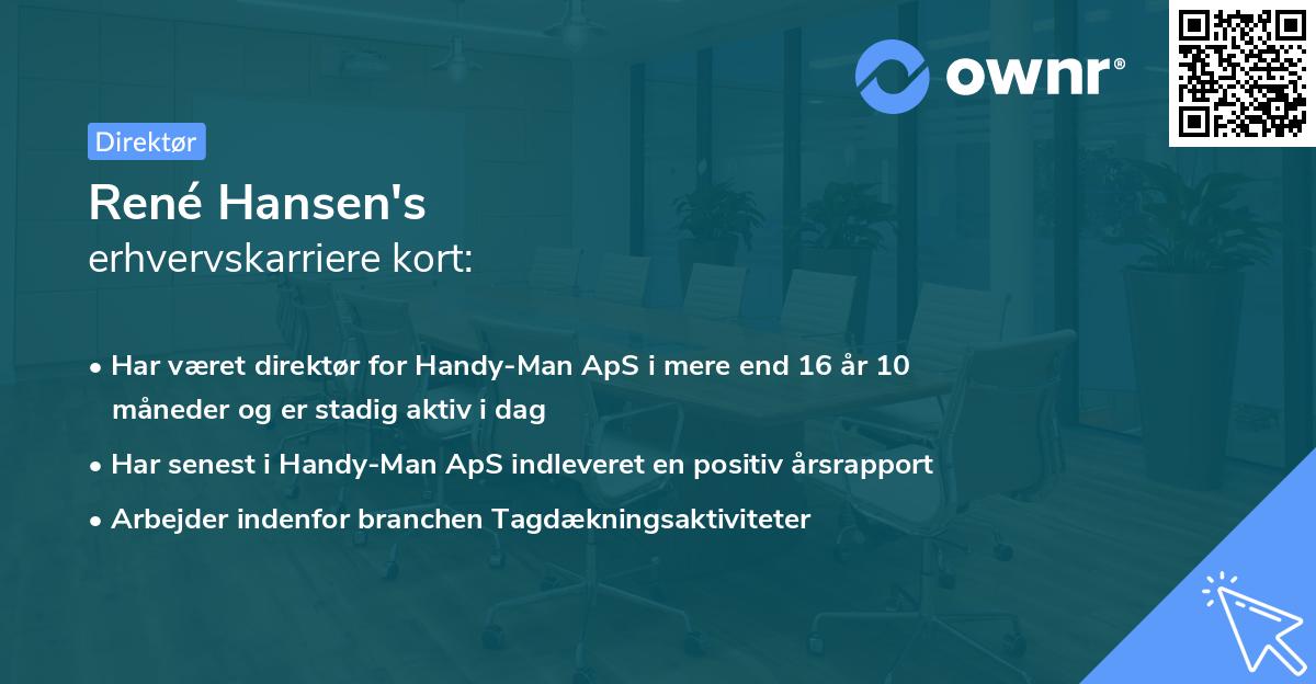 René Hansen's erhvervskarriere kort