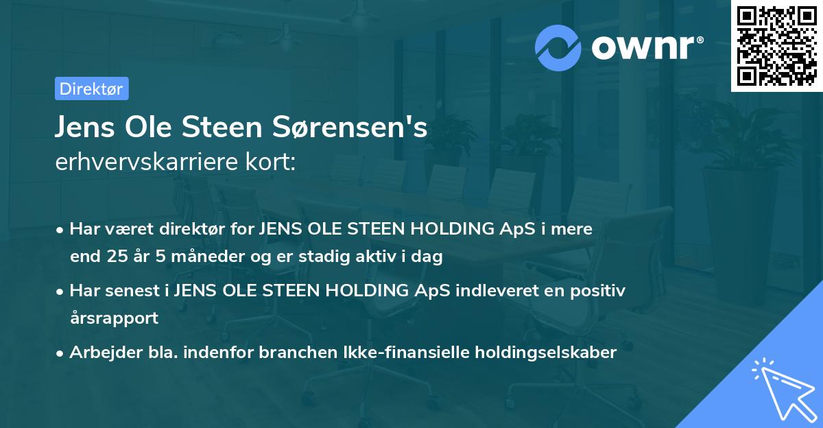 Jens Ole Steen Sørensen's erhvervskarriere kort