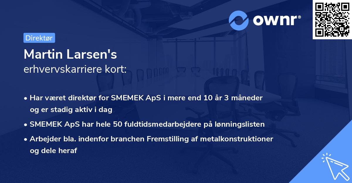 Martin Larsen's erhvervskarriere kort