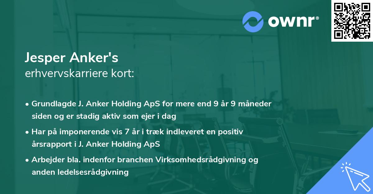 Jesper Anker's erhvervskarriere kort