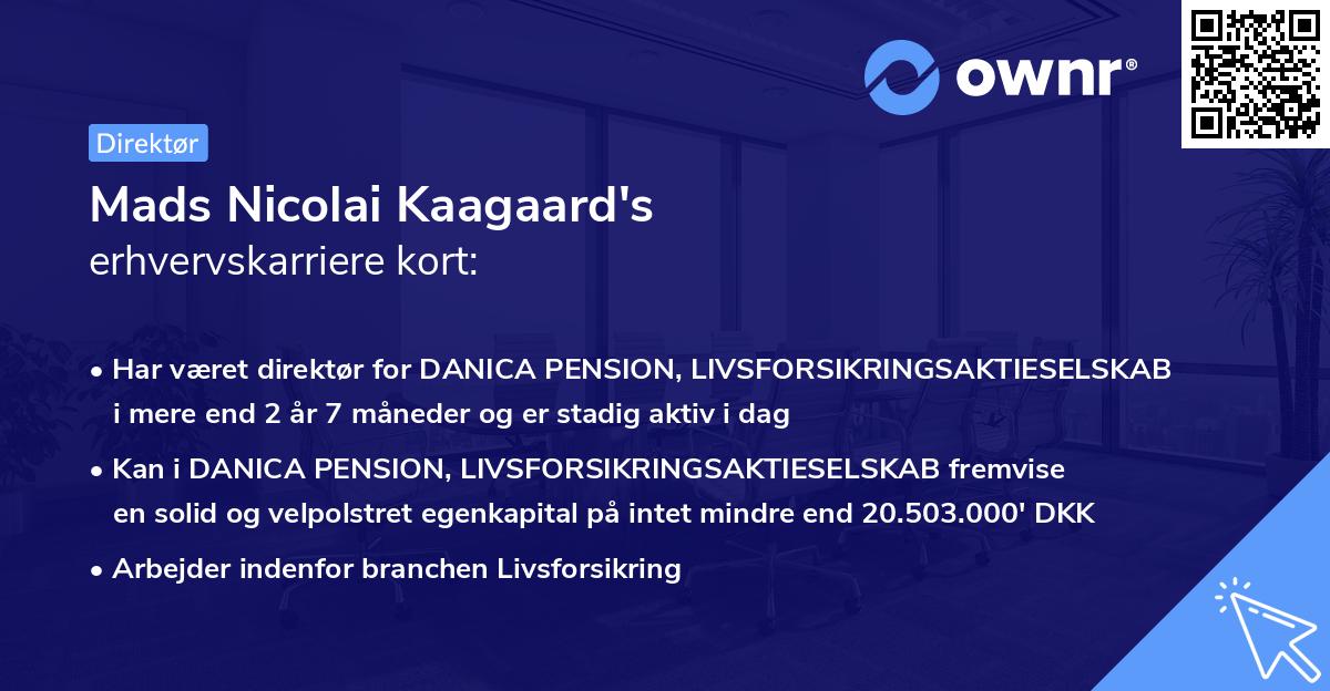 Mads Nicolai Kaagaard's erhvervskarriere kort