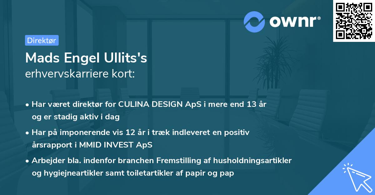 Mads Engel Ullits's erhvervskarriere kort