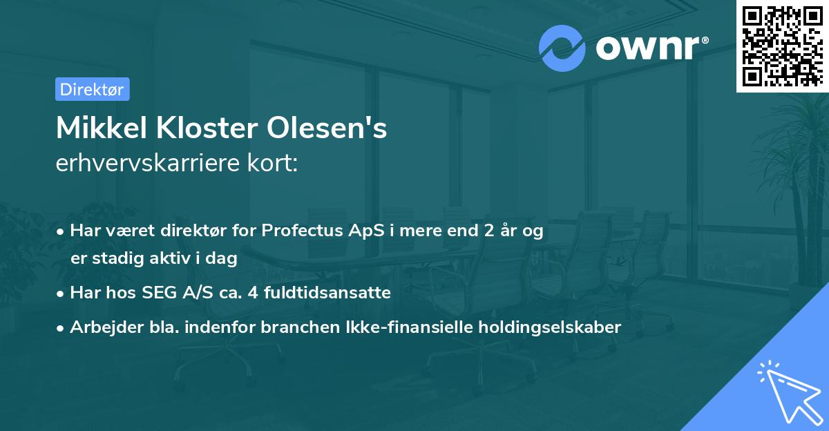Mikkel Kloster Olesen's erhvervskarriere kort