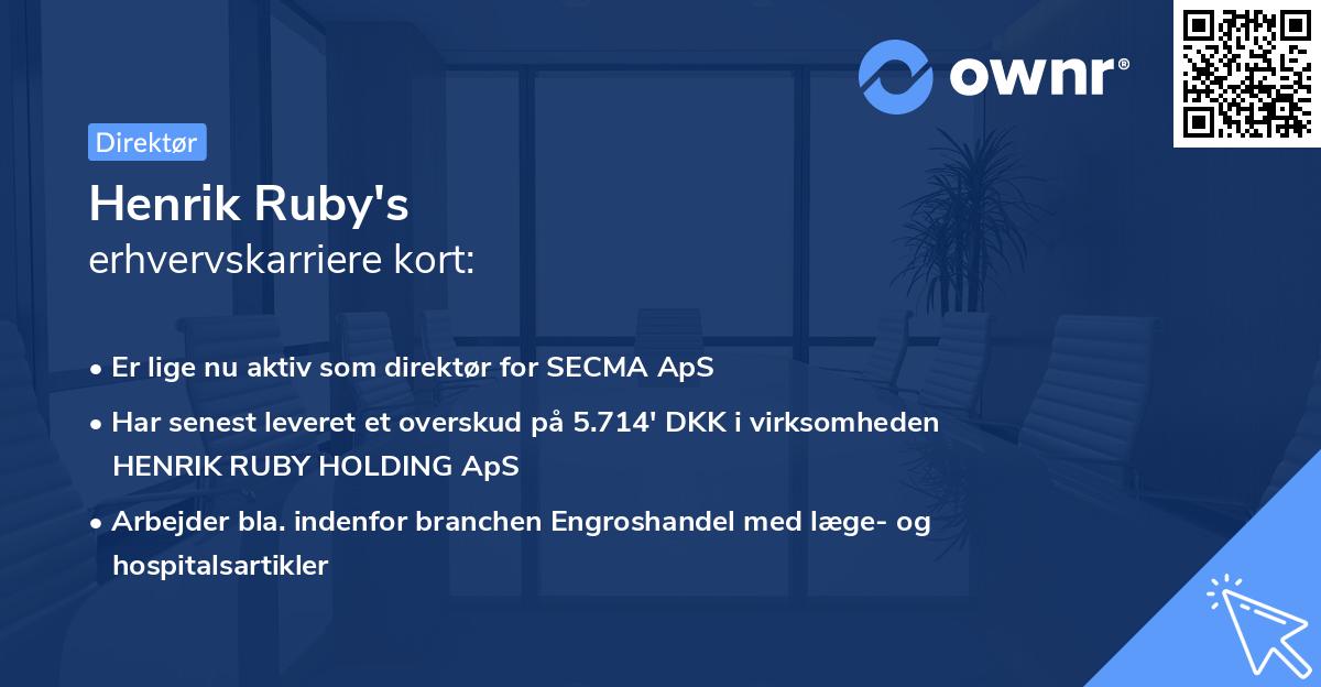 Henrik Ruby's erhvervskarriere kort