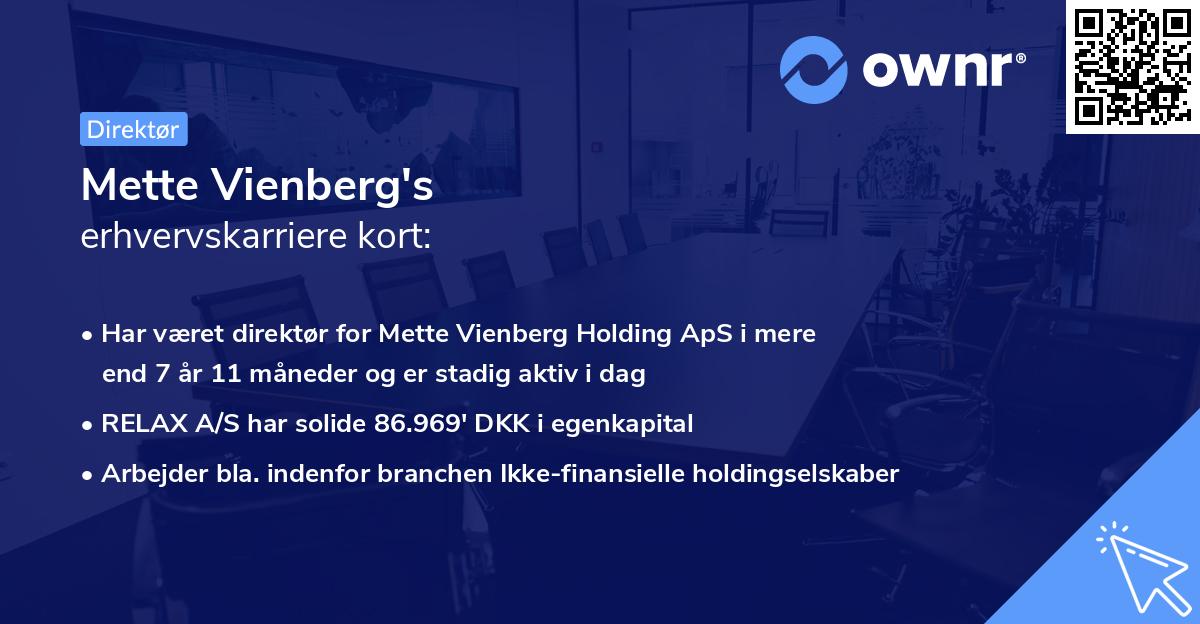 Mette Vienberg's erhvervskarriere kort
