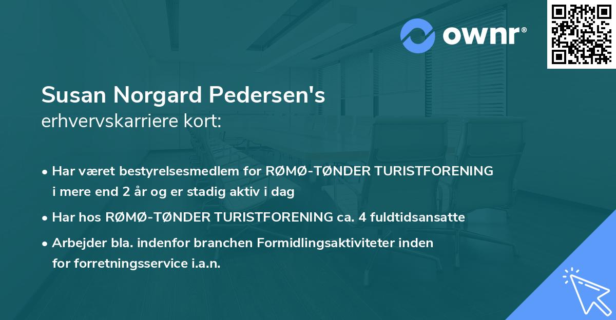 Susan Norgard Pedersen's erhvervskarriere kort