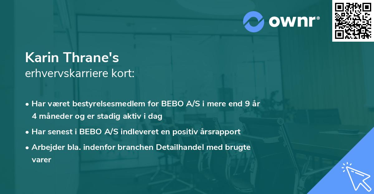 Karin Thrane's erhvervskarriere kort