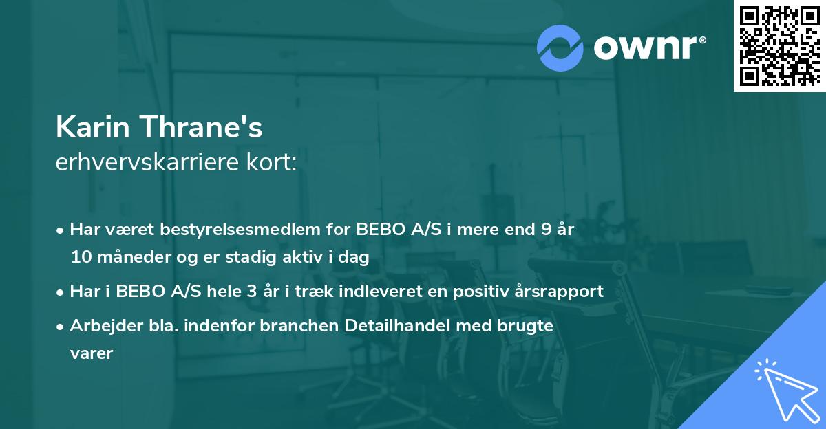 Karin Thrane's erhvervskarriere kort