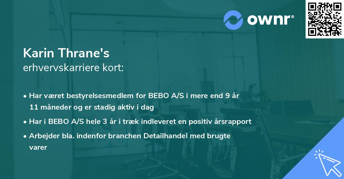 Karin Thrane's erhvervskarriere kort