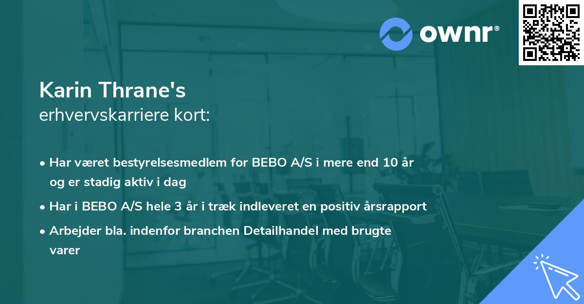 Karin Thrane's erhvervskarriere kort