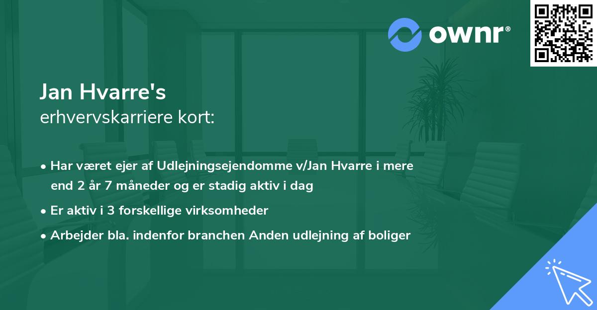 Jan Hvarre's erhvervskarriere kort