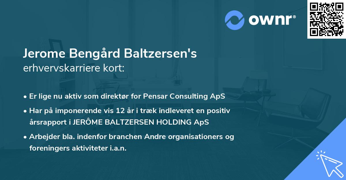 Jerome Bengård Baltzersen's erhvervskarriere kort