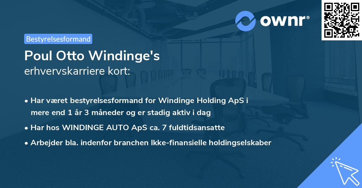 Poul Otto Windinge's erhvervskarriere kort