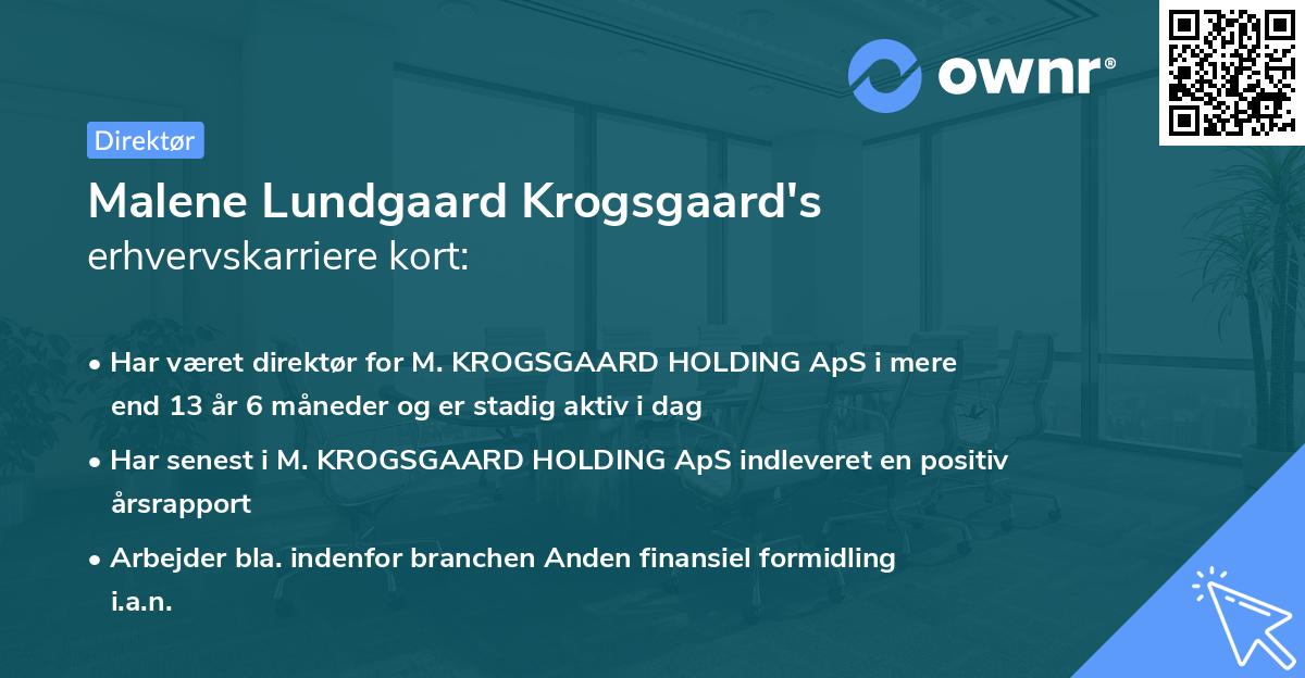 Malene Lundgaard Krogsgaard's erhvervskarriere kort