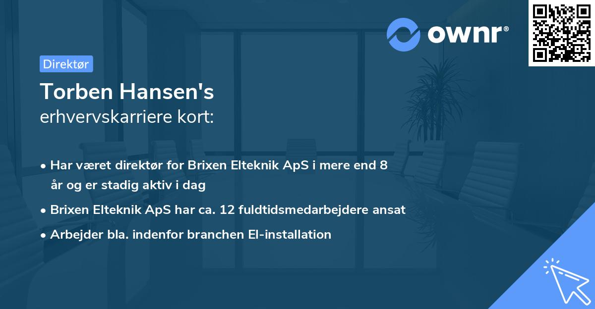 Torben Hansen's erhvervskarriere kort