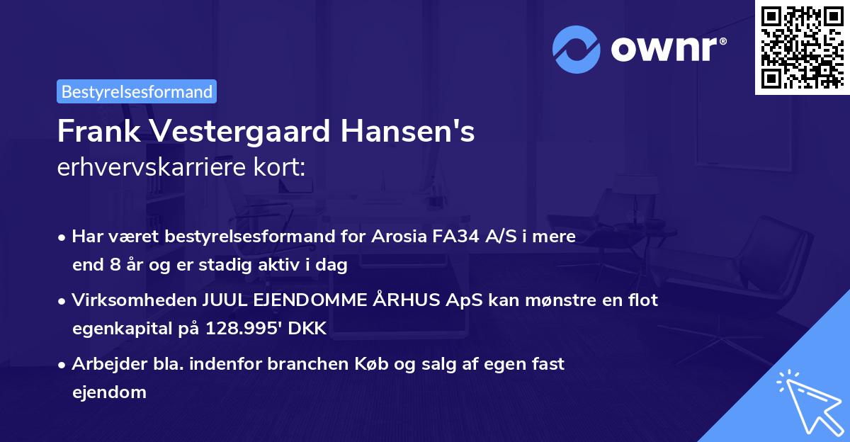 Frank Vestergaard Hansen's erhvervskarriere kort