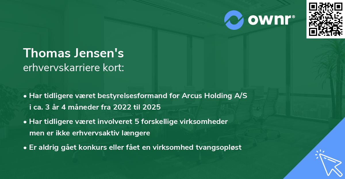 Thomas Jensen's erhvervskarriere kort