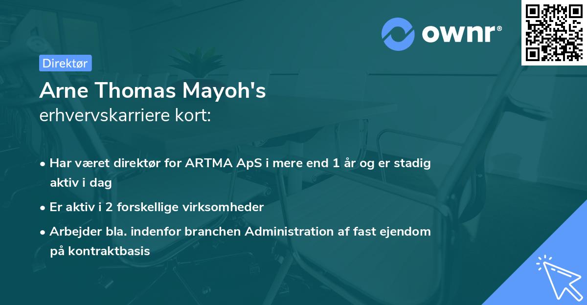 Arne Thomas Mayoh's erhvervskarriere kort