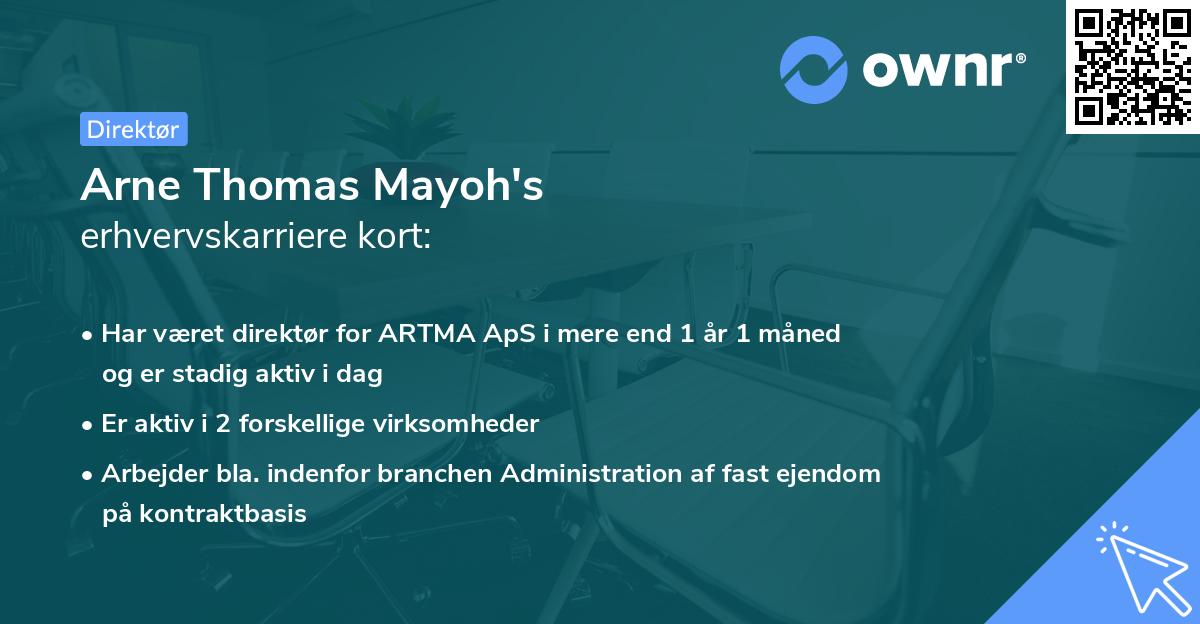 Arne Thomas Mayoh's erhvervskarriere kort