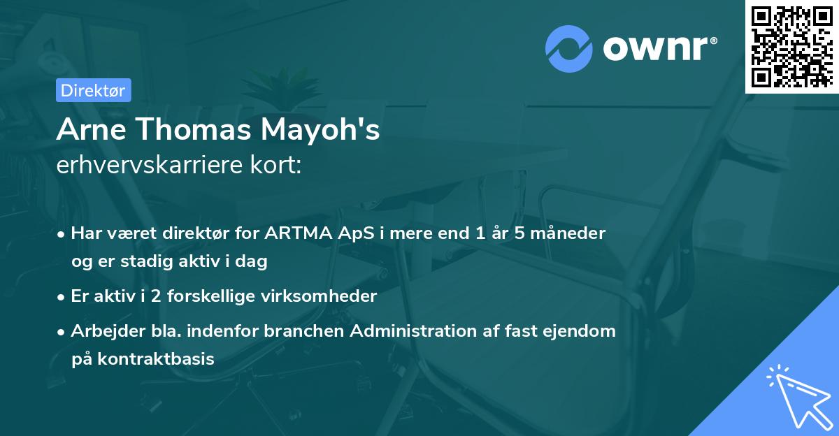 Arne Thomas Mayoh's erhvervskarriere kort