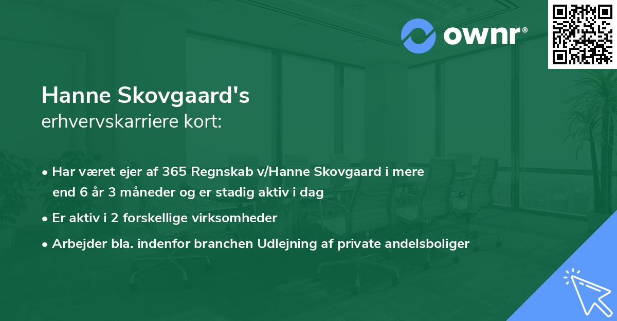 Hanne Skovgaard's erhvervskarriere kort