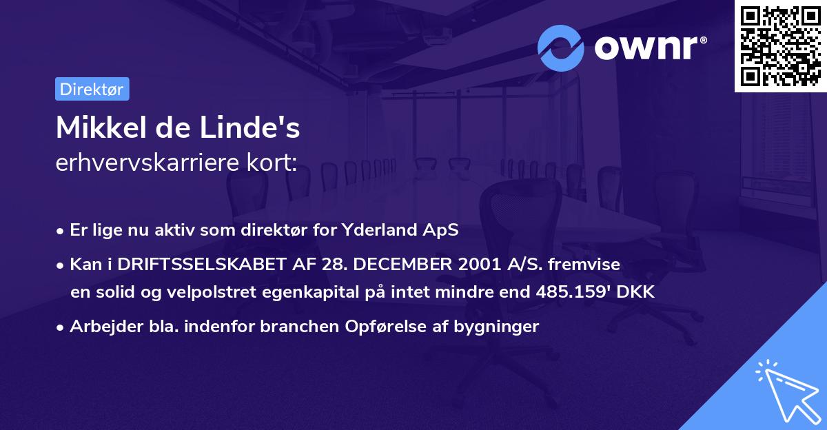 Mikkel de Linde's erhvervskarriere kort