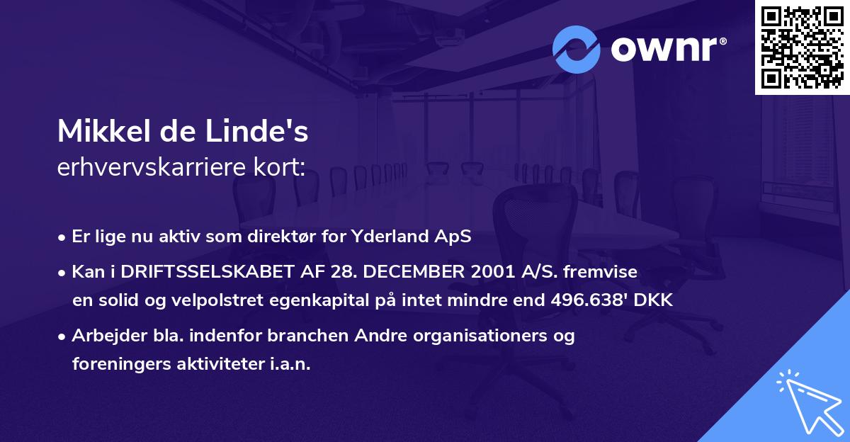Mikkel de Linde's erhvervskarriere kort